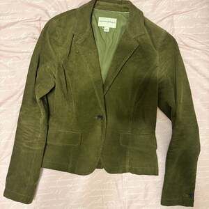 Vintage Pursuits Ltd. Olive Green Leather Blazer